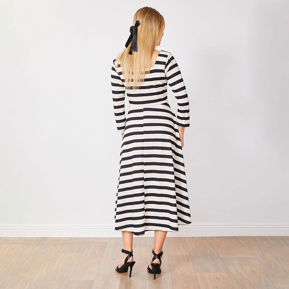 Elsie Dress (Black/White Stripe)