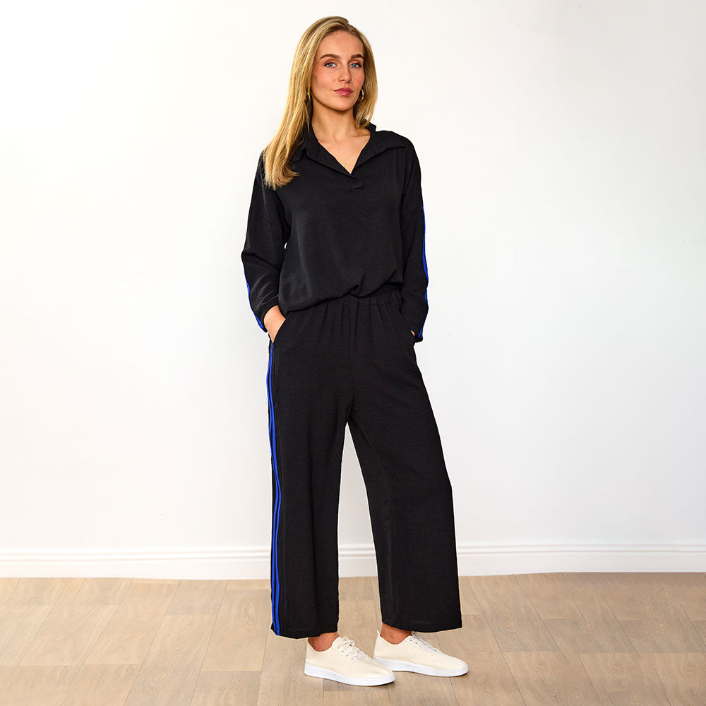 Clara Co-Ord (Black/Cobalt Stripe)