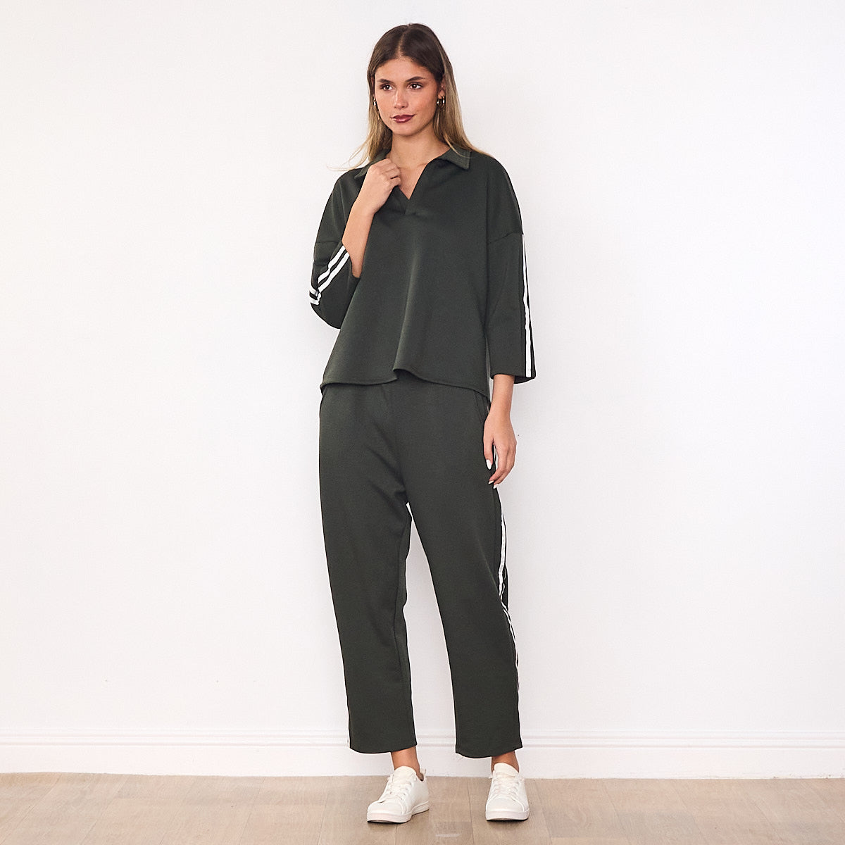Jane Co-ord (Khaki & White Stripe)