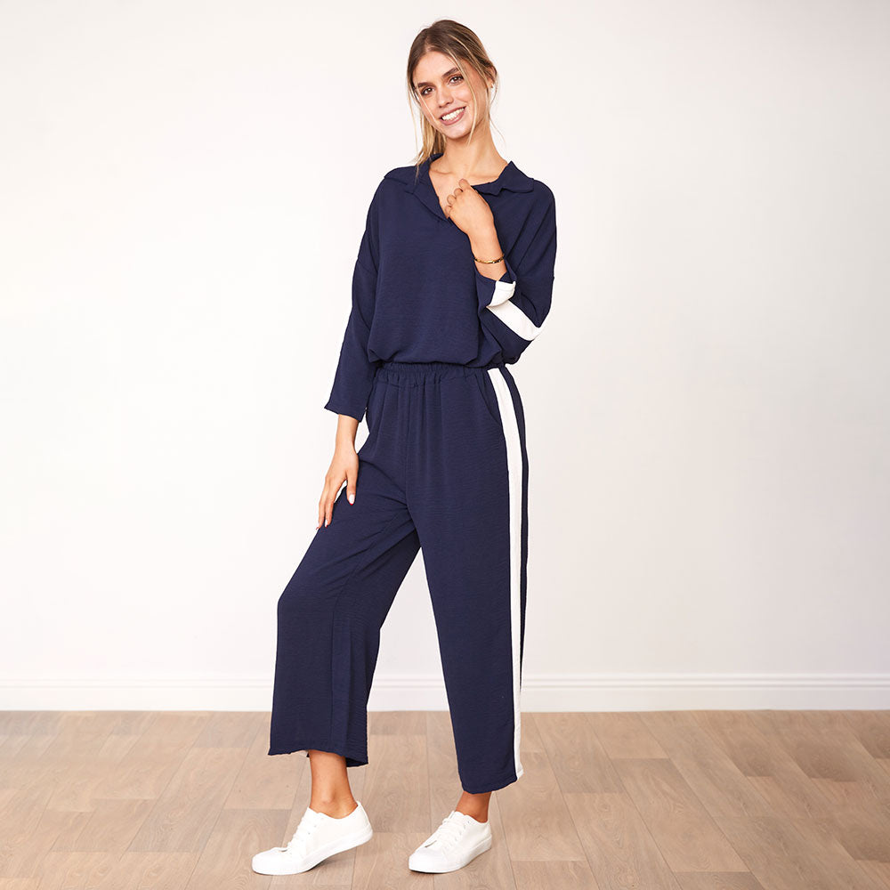 Clara Co-Ord (Navy&Cream)