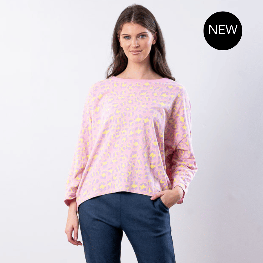 Cleo Leopard Sweat Top (Pink Lilac)