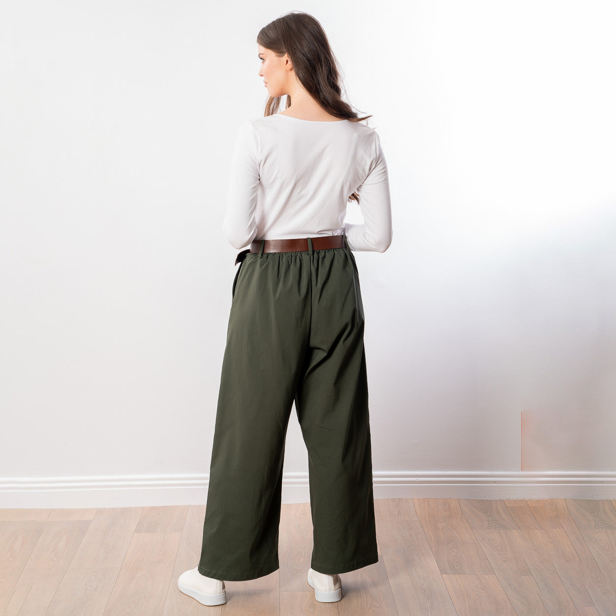 Nora Wide Leg Trousers (Khaki)