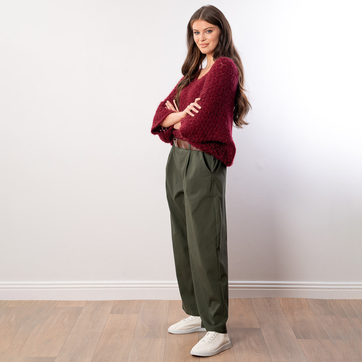 Emily V Neck Batwing Top (Wine)