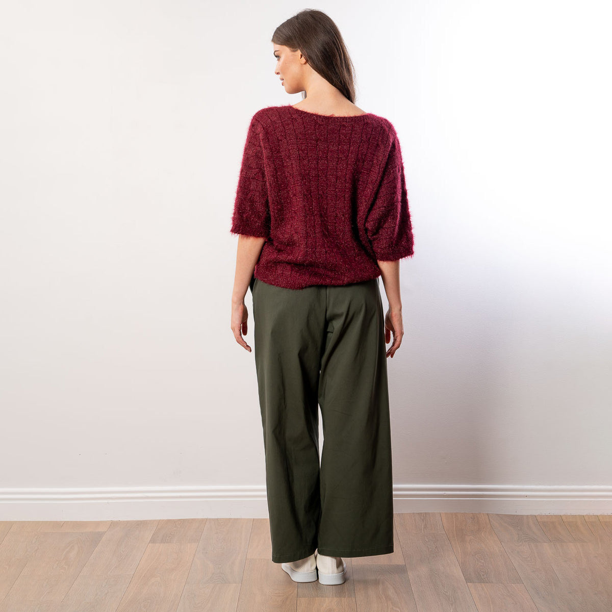 Anna V Neck Top (Wine)