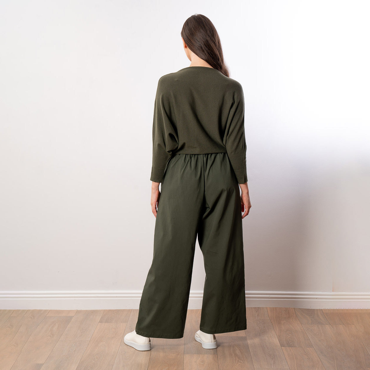 Mariah Batwing Fine Knit Top (Khaki)