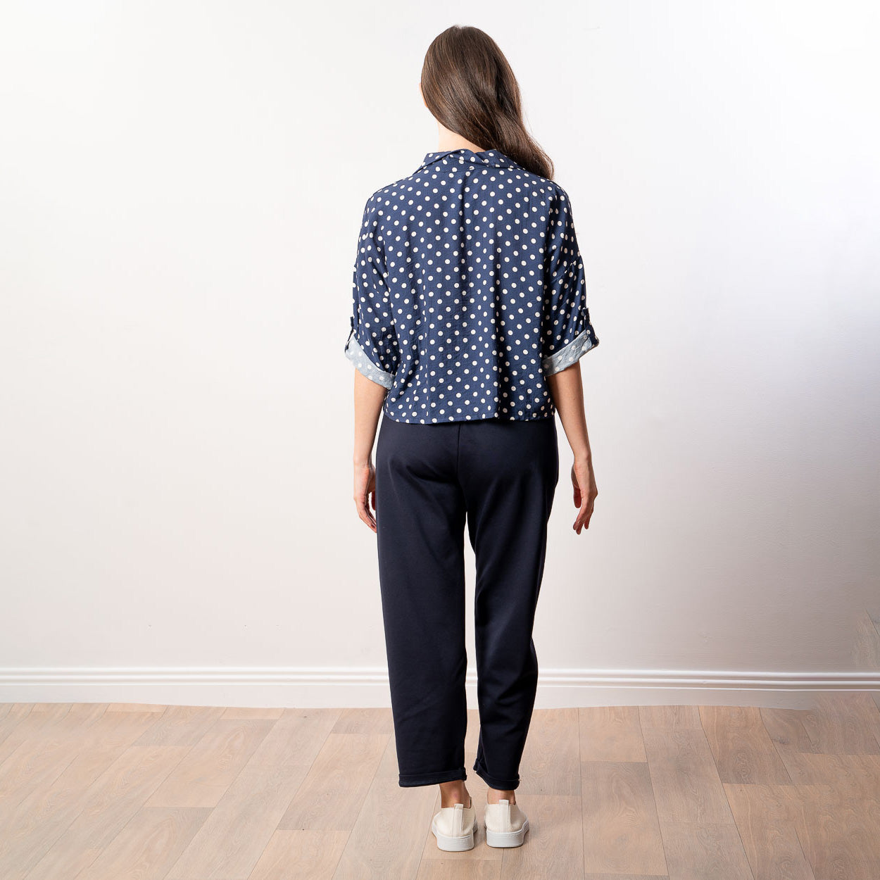 Julia Top (Navy Polka Dot)
