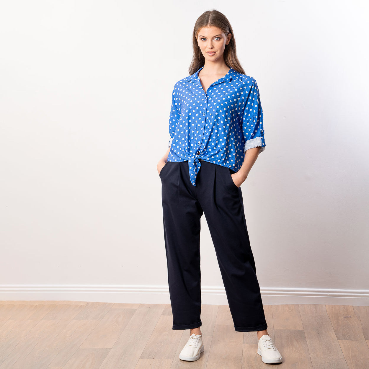 Julia Top (Blue Polka Dot)