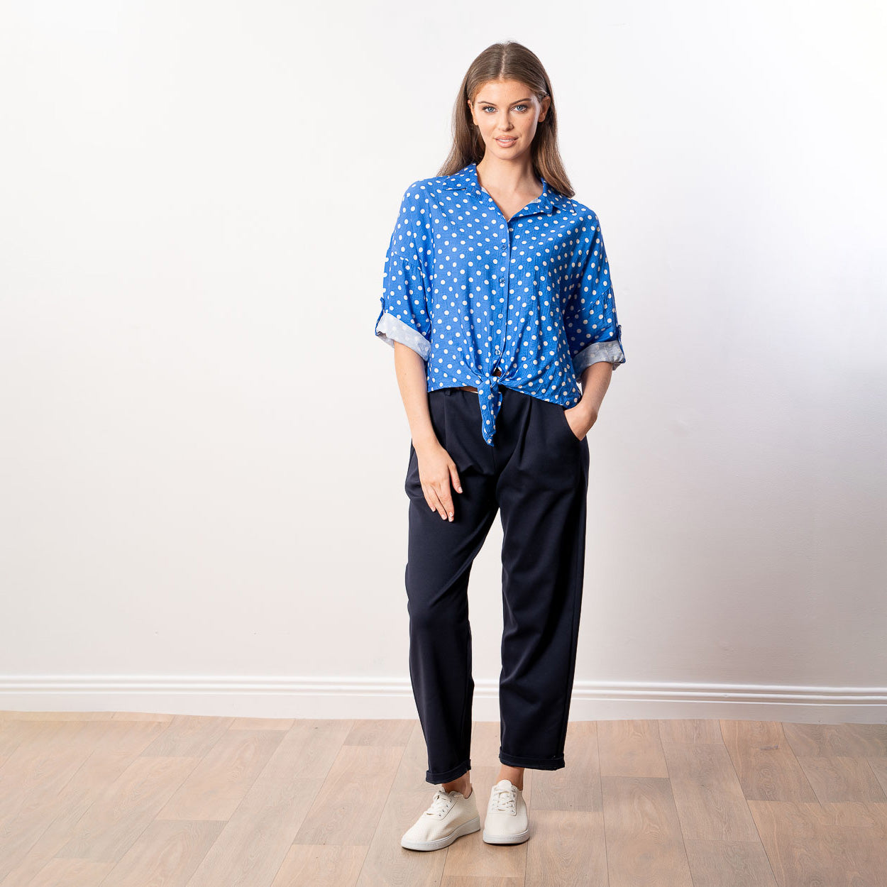 Julia Top (Blue Polka Dot)