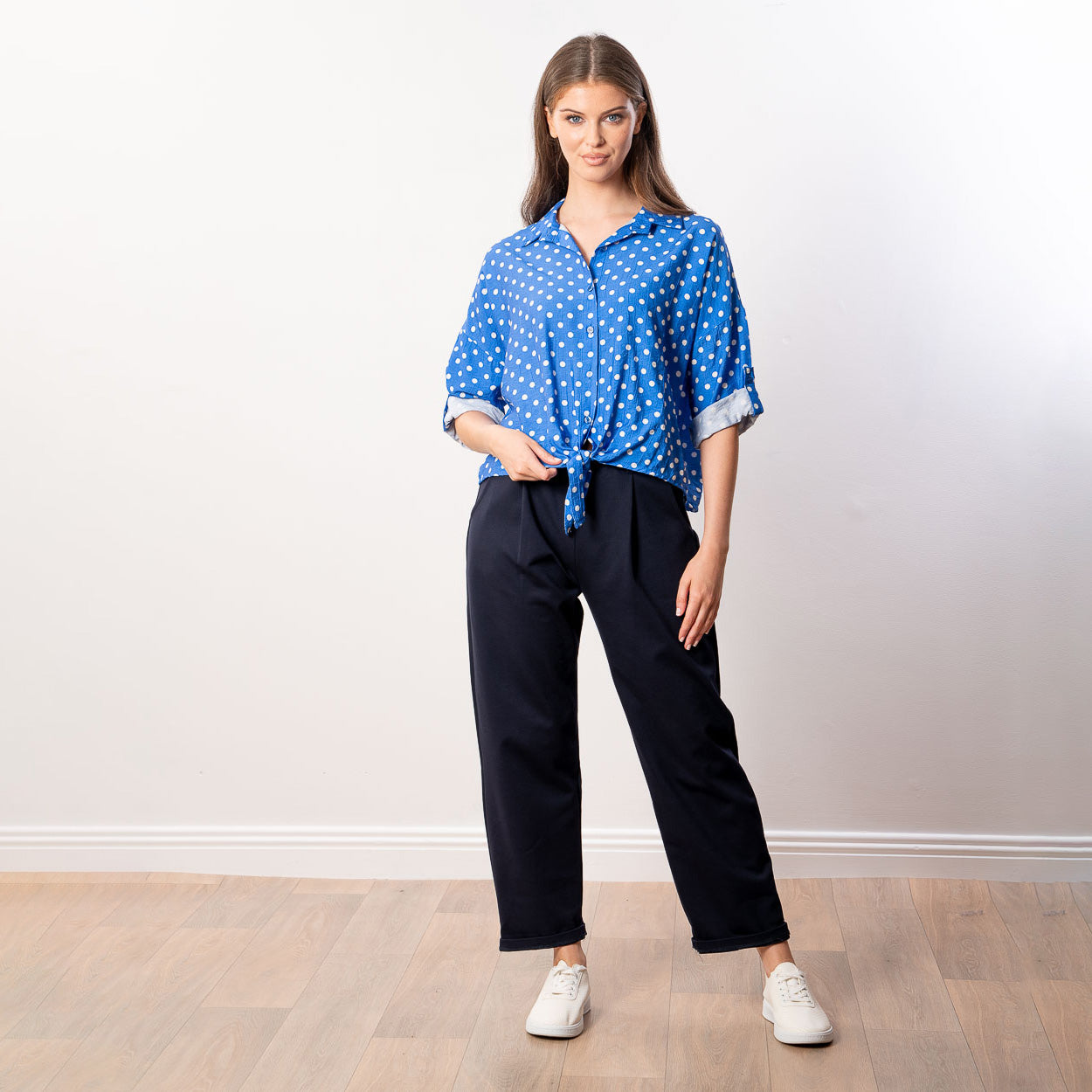 Julia Top (Blue Polka Dot)