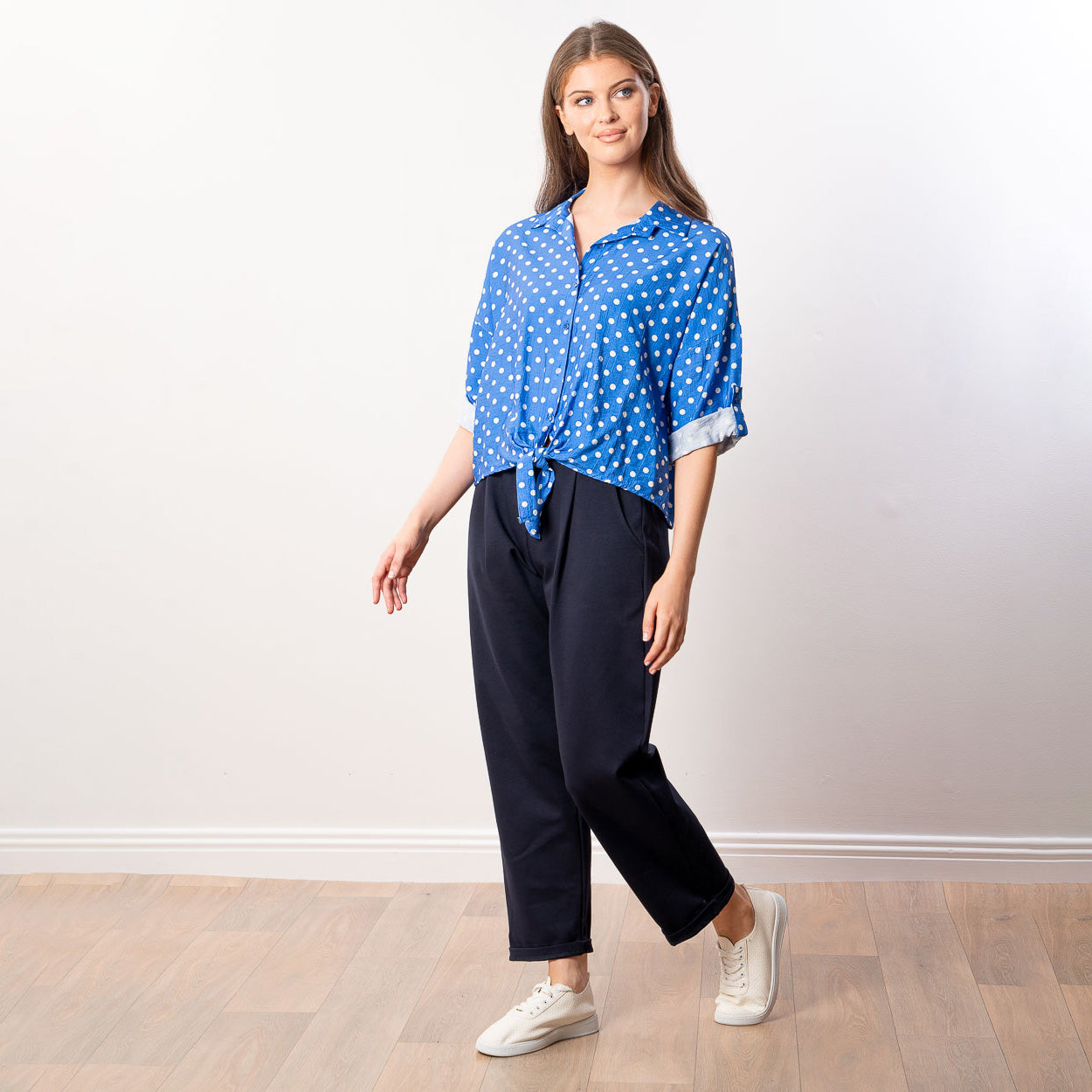 Julia Top (Blue Polka Dot)