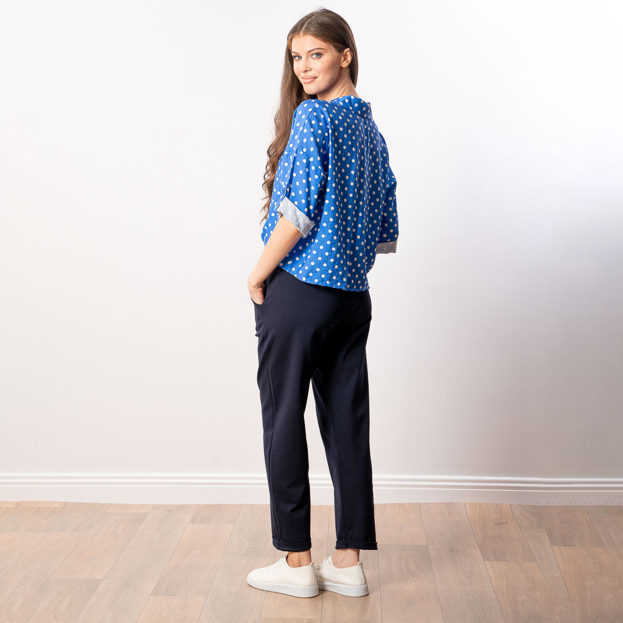 Julia Top (Blue Polka Dot)