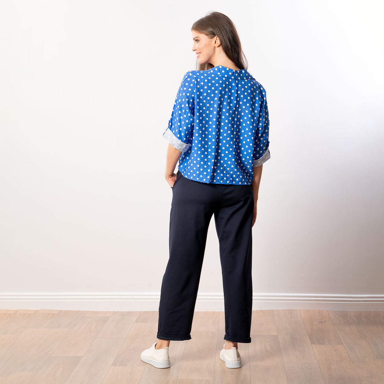 Julia Top (Blue Polka Dot)
