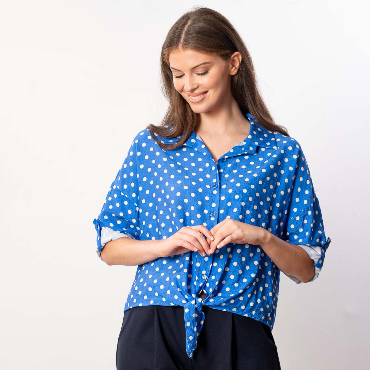 Julia Top (Blue Polka Dot)