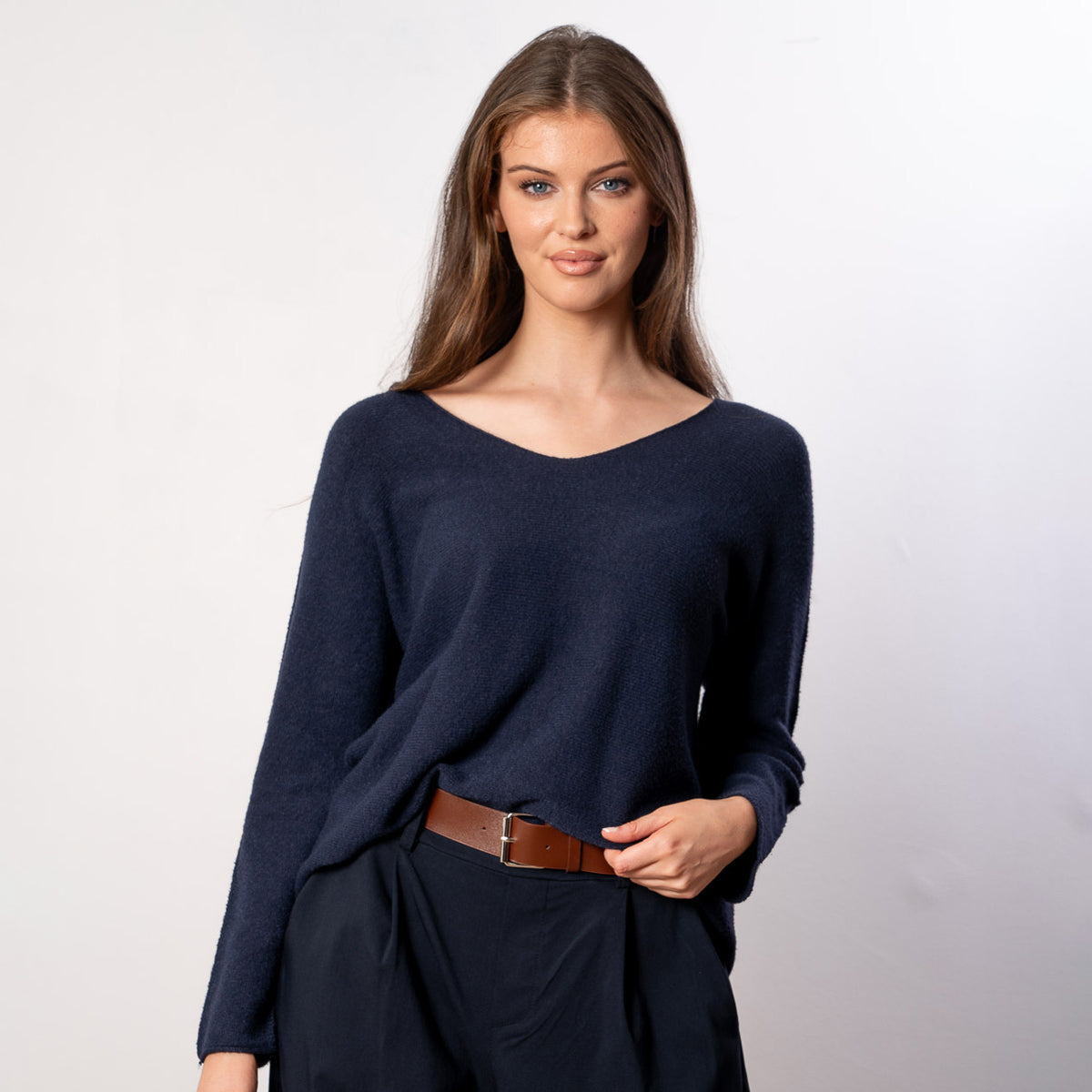 Kylie V Neck Jumper (Navy)