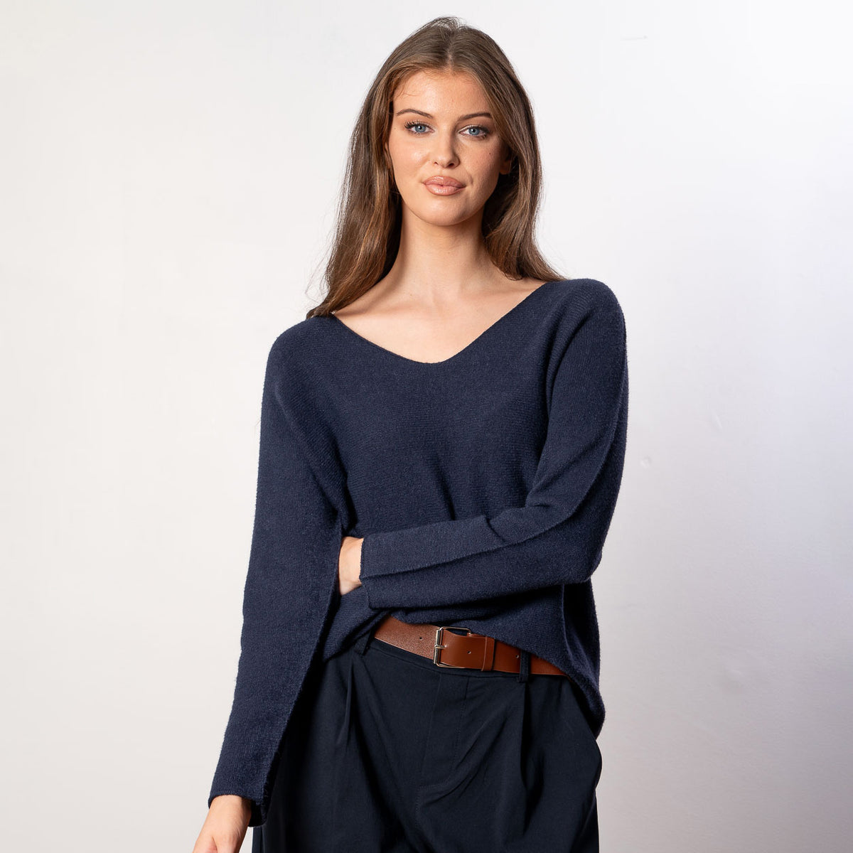 Kylie V Neck Jumper (Navy)