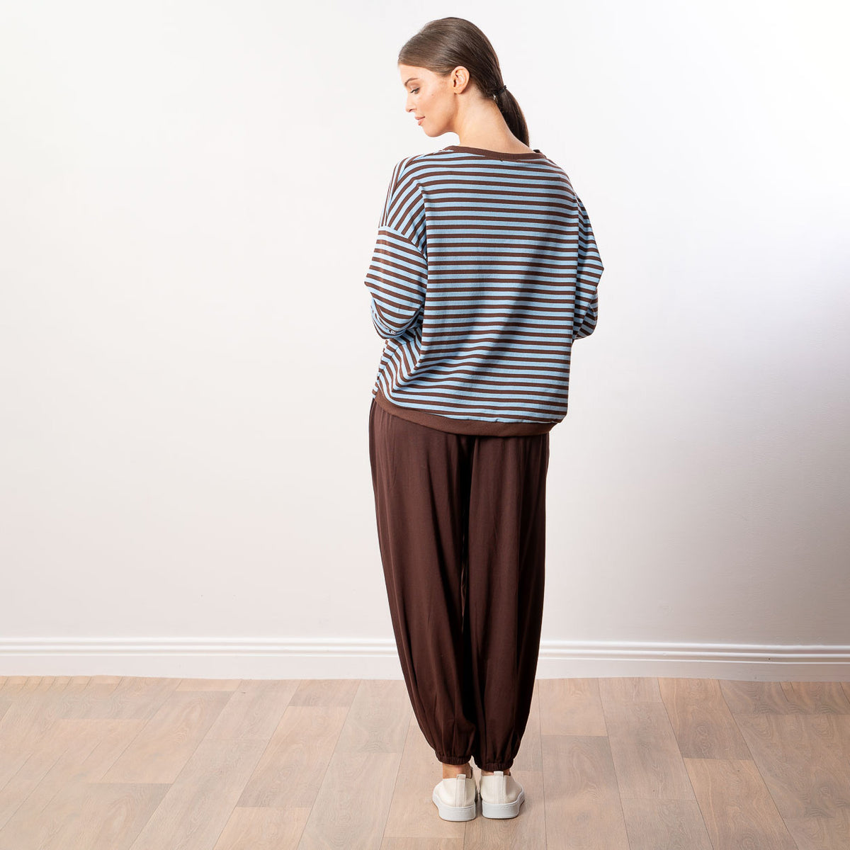 Florence Stripe Top (Blue/Brown)
