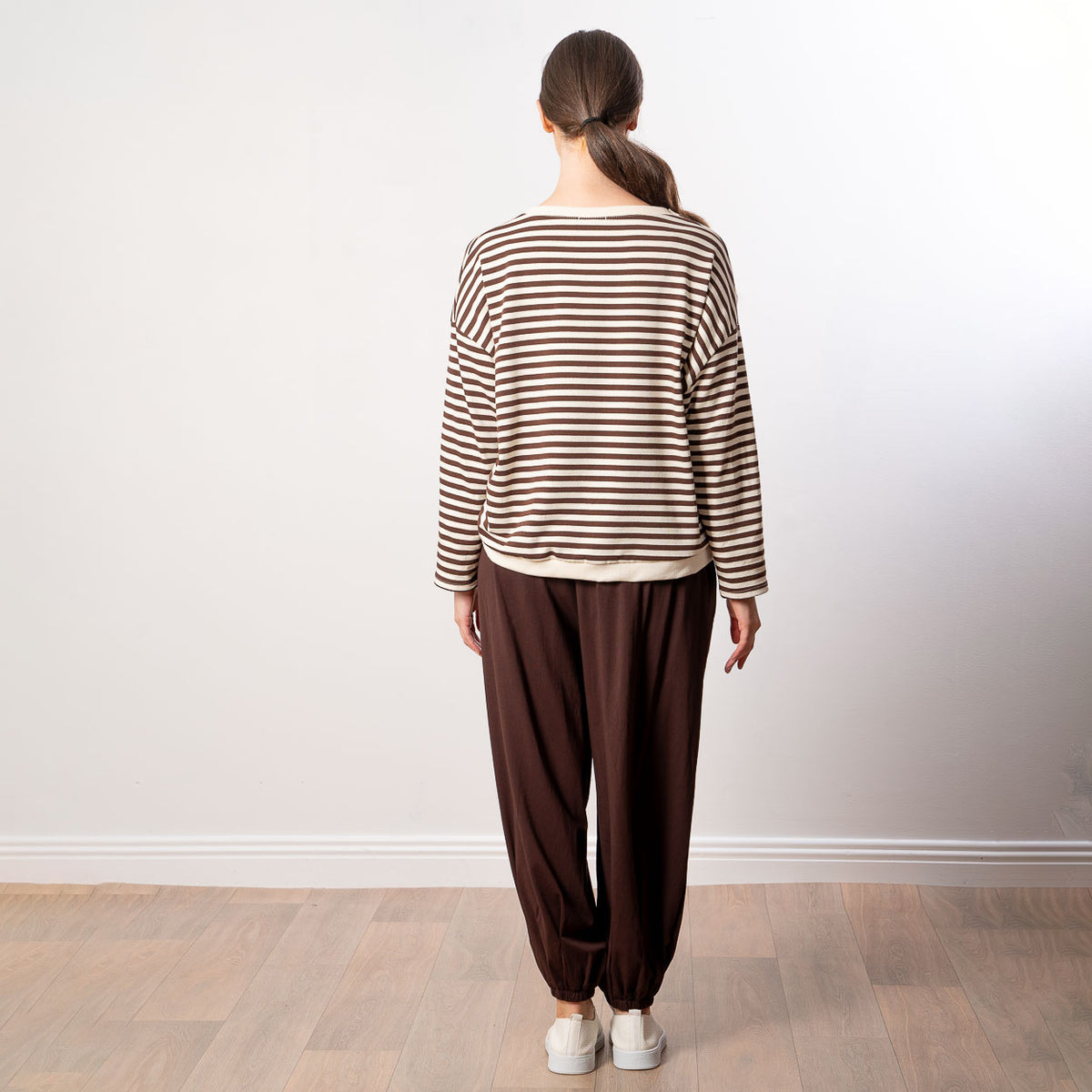 Florence Stripe Top (Brown/Beige)