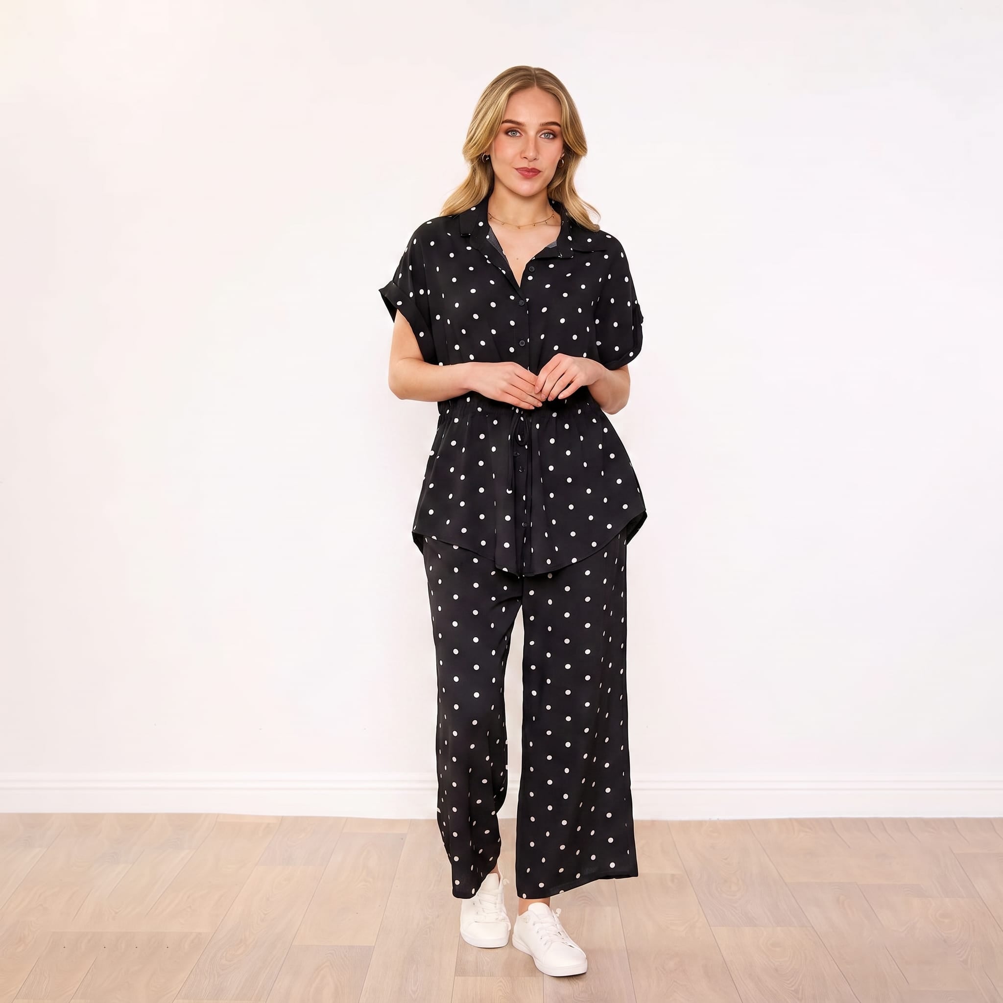 Darcey Co-Ord Black Polka Dot - Front View 2