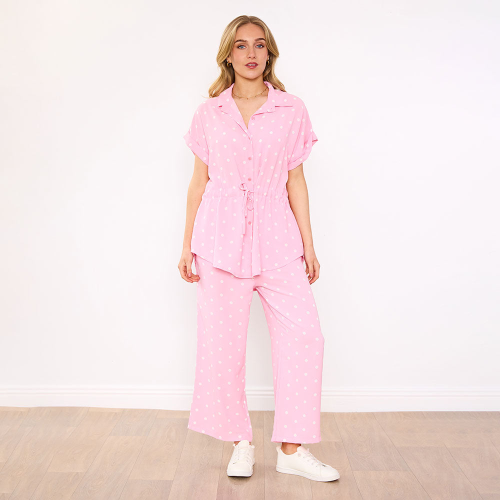 Darcey Co-Ord in pink polka dot – women's co-ord set – view 5