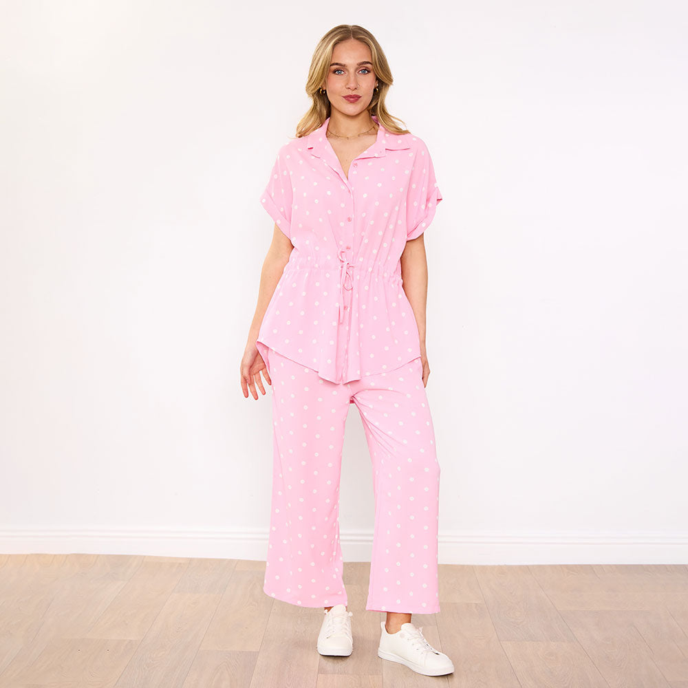 Darcey Co-Ord in pink polka dot – women's co-ord set – view 3