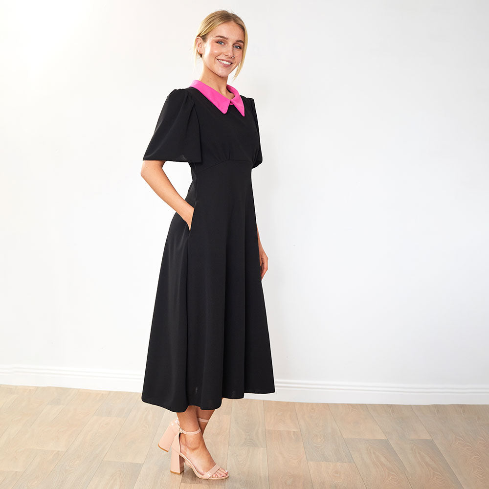 Dawson Dress (Black/PinkCollar)