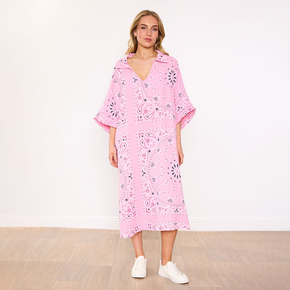 Diana Dress in pink bandana print – women's dress – view 3