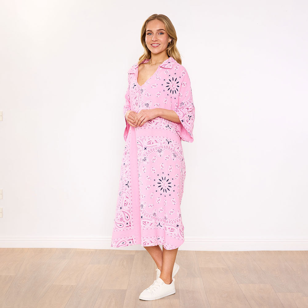 Diana Dress in pink bandana print – women's dress – view 8
