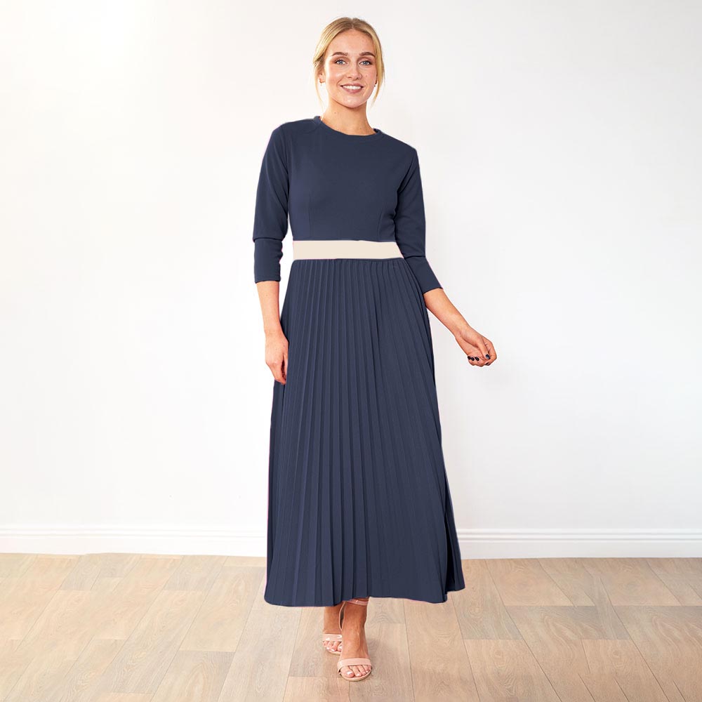 Doyle Dress (Navy/Cream belt)