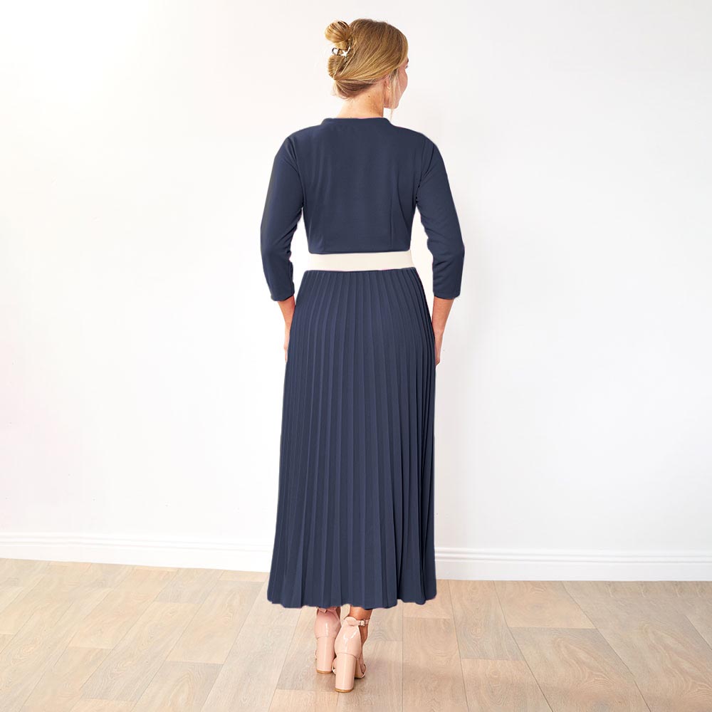 Doyle Dress (Navy/Cream belt)