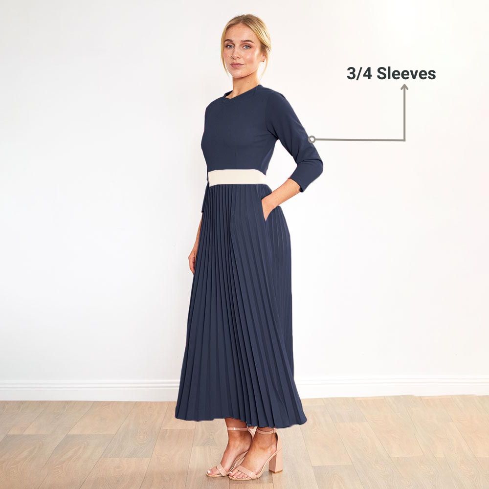 navy blue and cream dress Vanna Dress in NAVY / Cream Lace NAVY / Cream / M