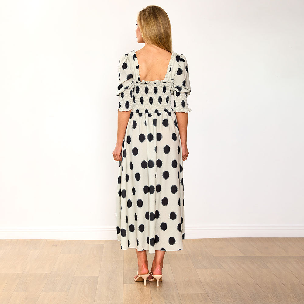 Cassidy Dress (Cream & Black Polka)