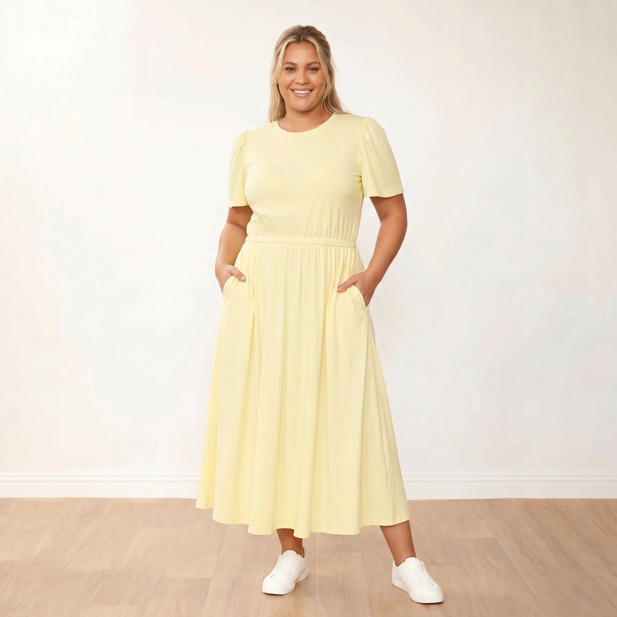 Eilish Dress Lemon - Plus Size XXL - Bright Smile Weight Shift