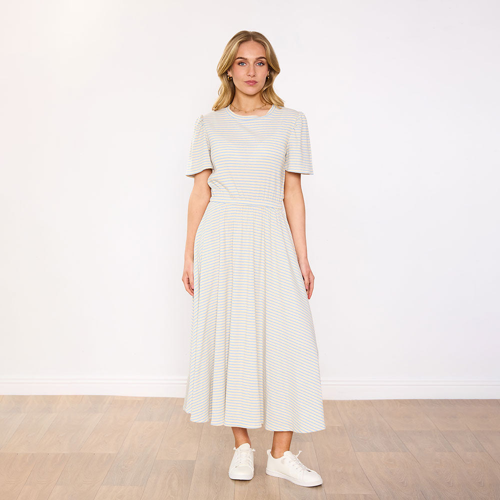 Eilish Dress (Cream/Blue)