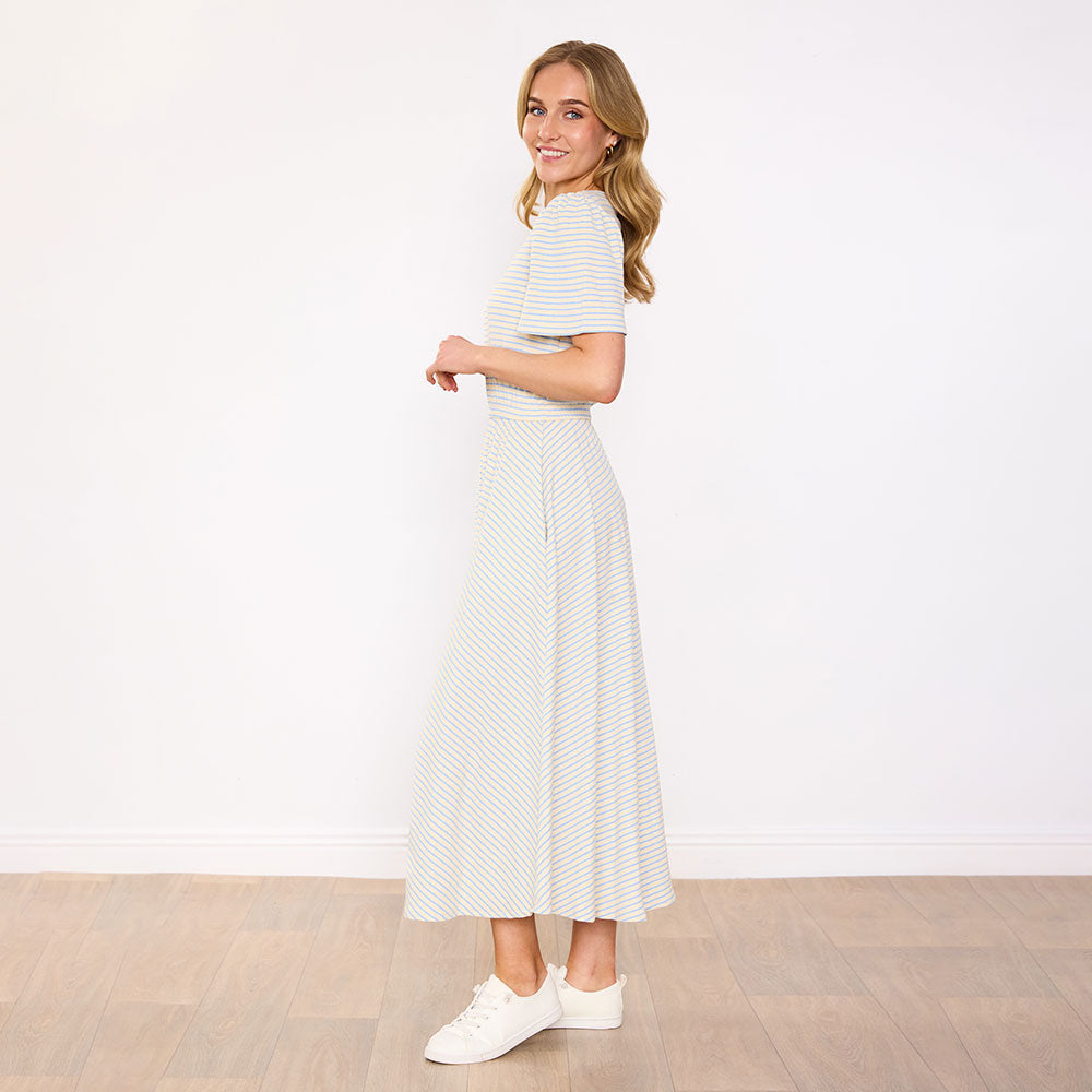 Eilish Dress (Cream/Blue)