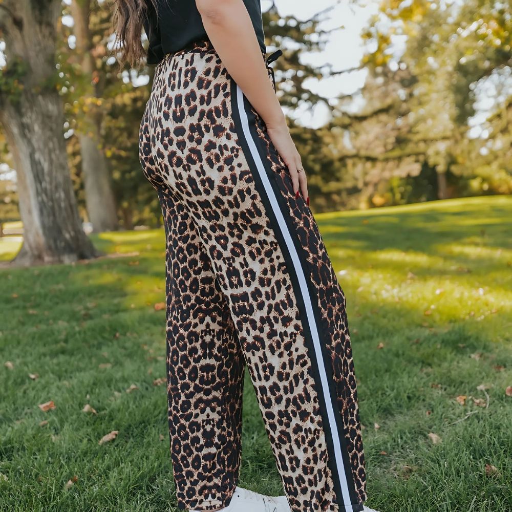 Leopard stripe joggers sale