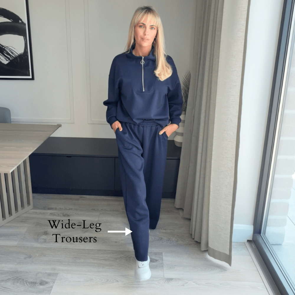 Ella Co-ord (Navy) - Wide-Leg Trousers