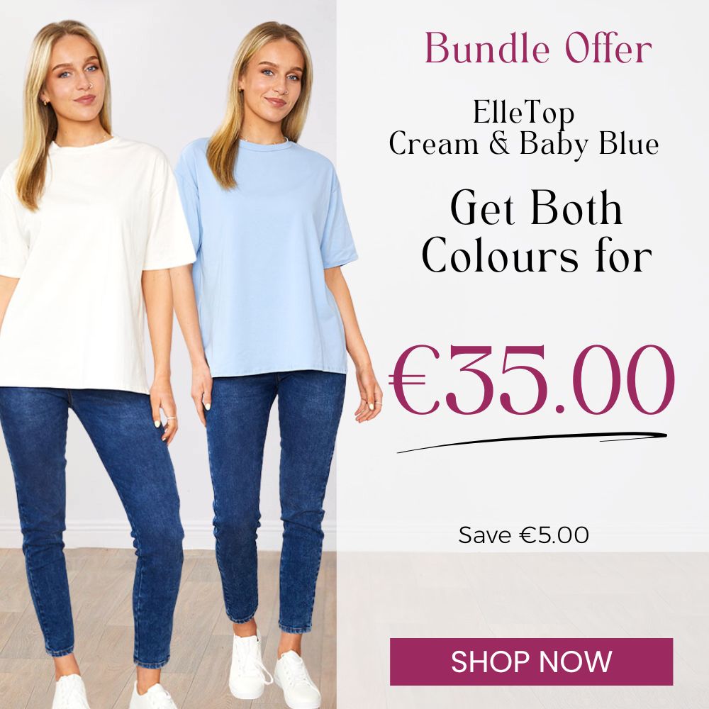 Elle Top  Cream &  Baby Blue (2 for €35)