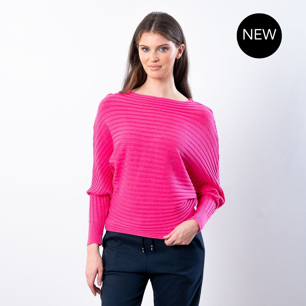 Ellis Batwing Round Neck Top (Pink)