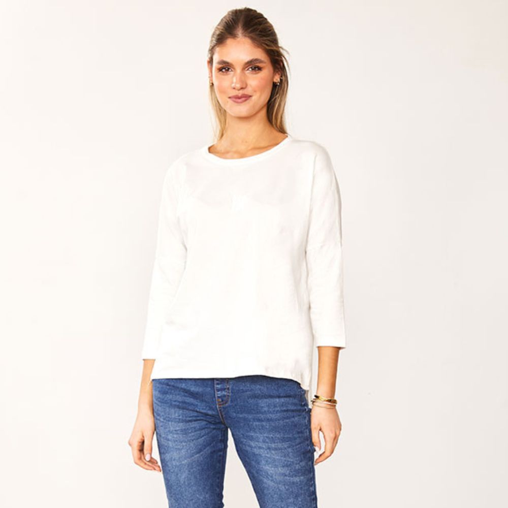 Jasmine Crew Neck Top (White)