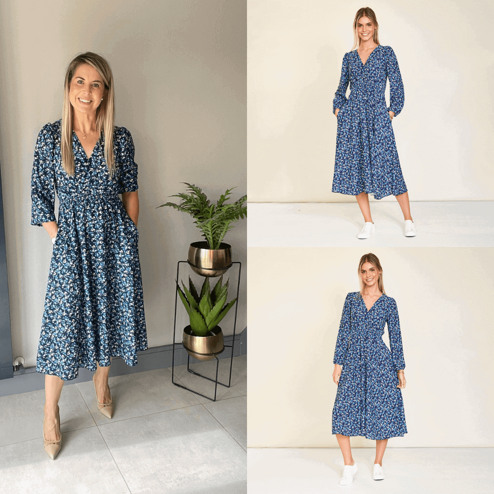 Carrie Dress (Navy Floral)