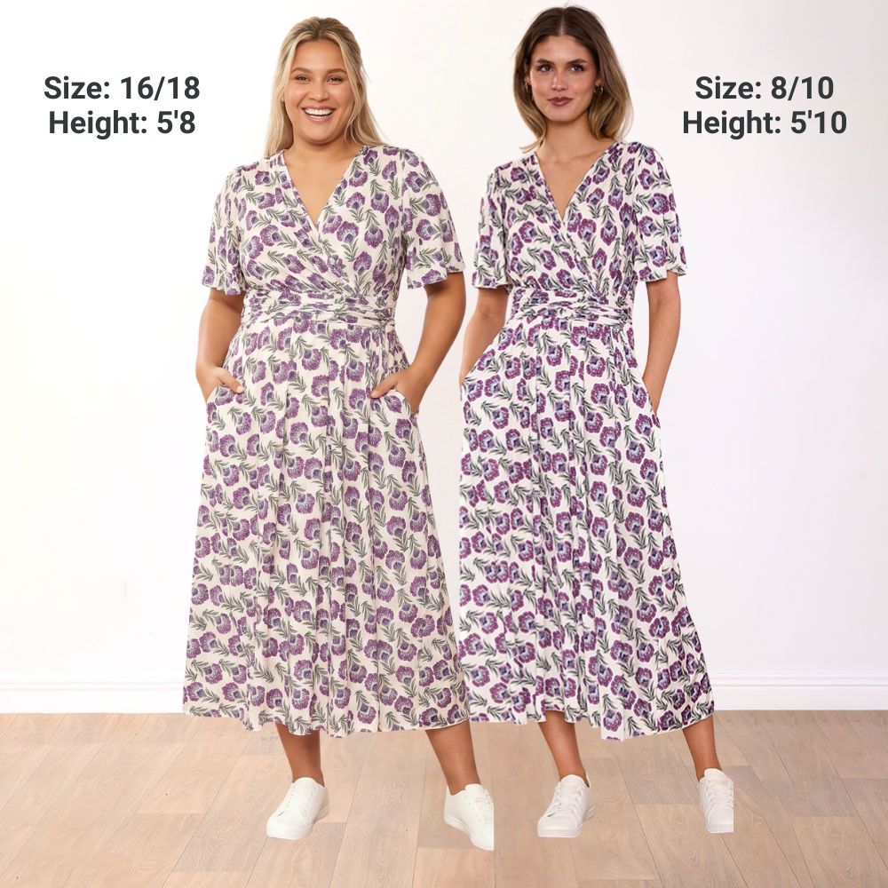 Teagan Dress in safflower lilac floral print – women's dress – view 3