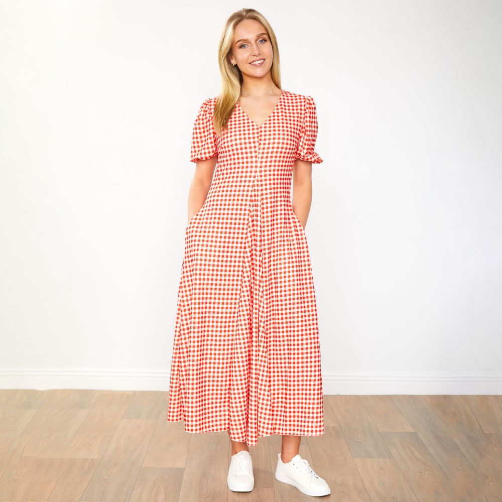 Flora Dress (Red Checkered)