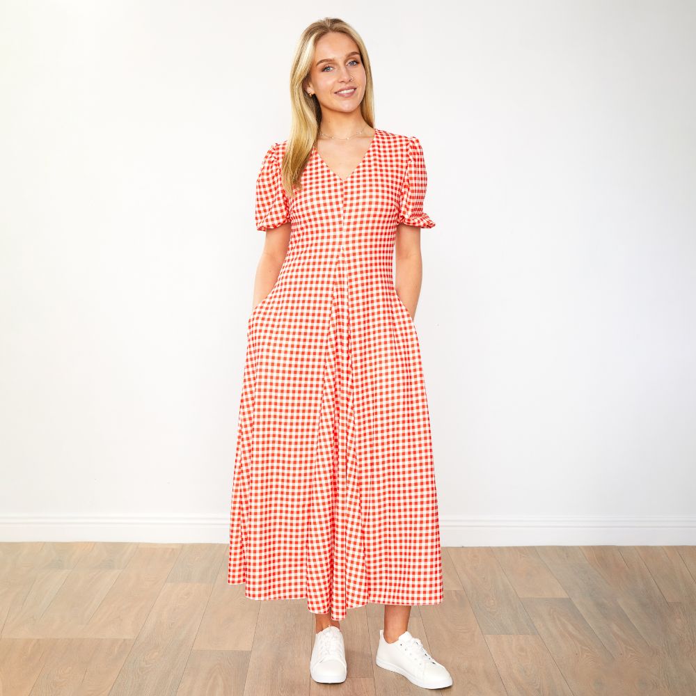 Flora Dress (Red Checkered)