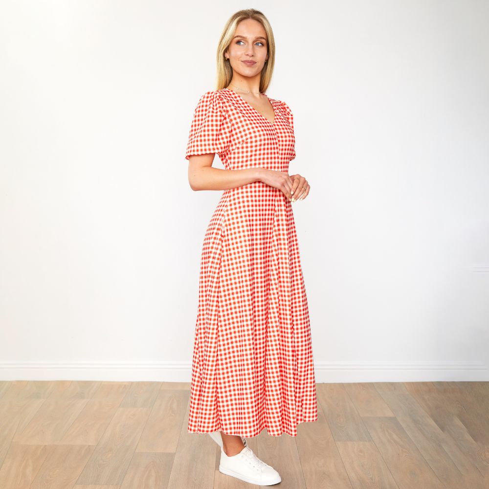 Flora Dress (Red Checkered)