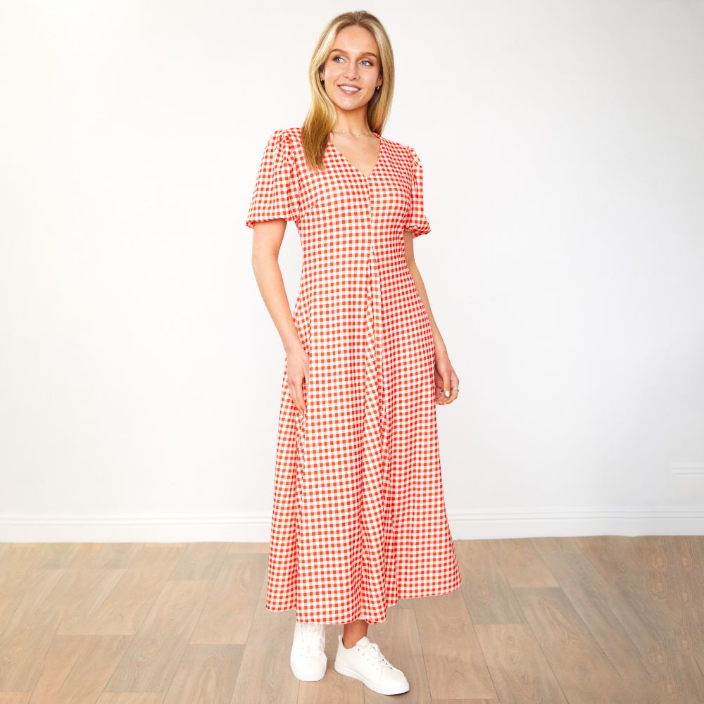 Flora Dress (Red Checkered)