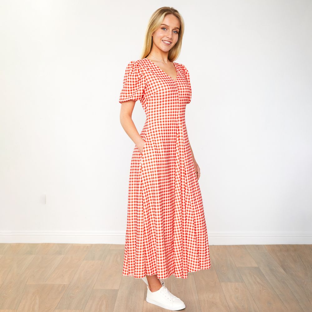 Flora Dress (Red Checkered)