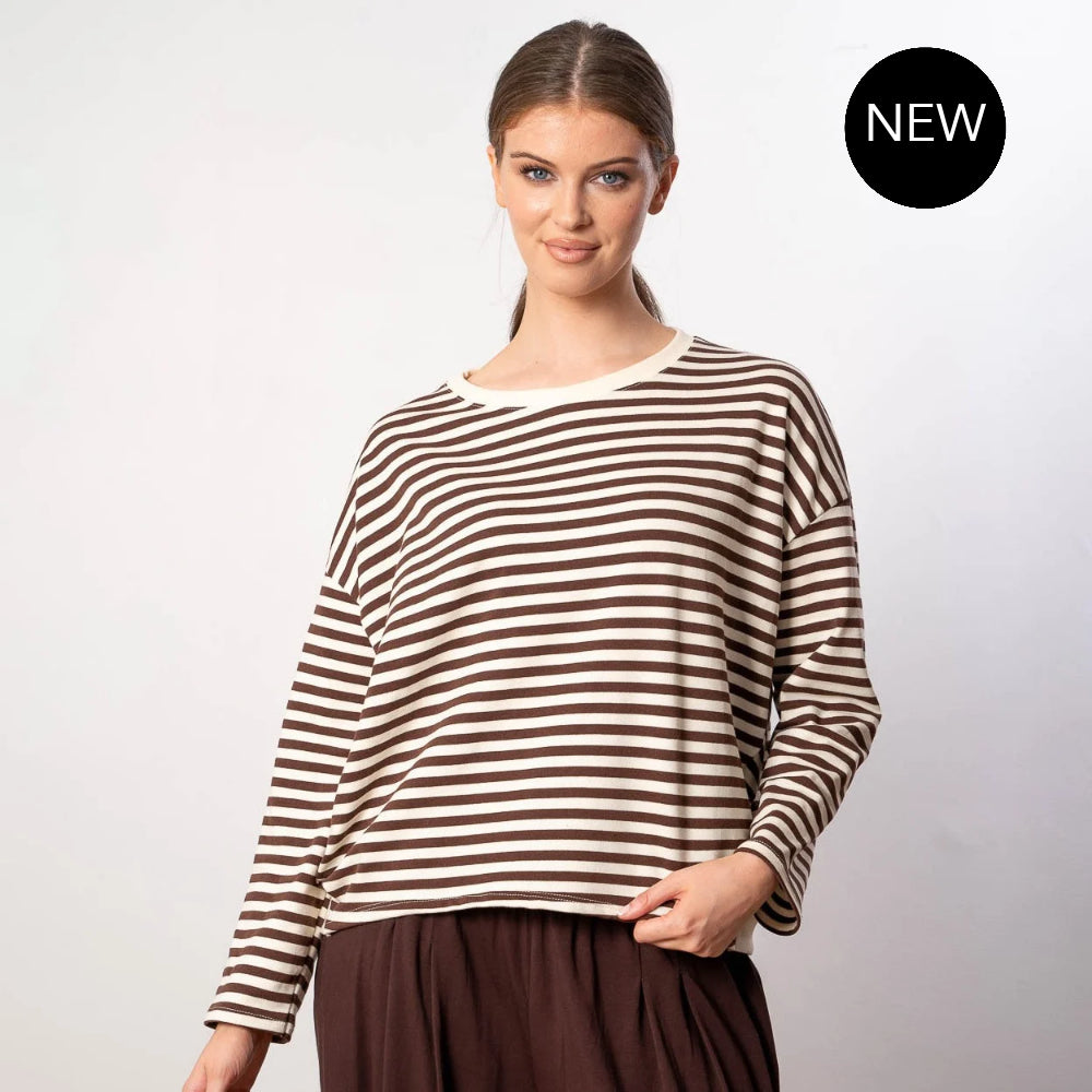 Florence Stripe Top (Brown/Beige)