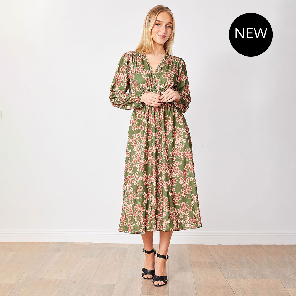 Gina Dress (Olive Floral)