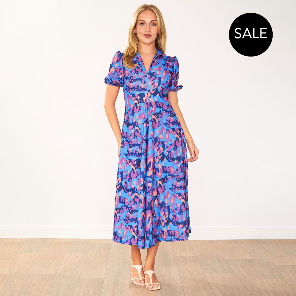 Hazel Dress (Blue Leopard)
