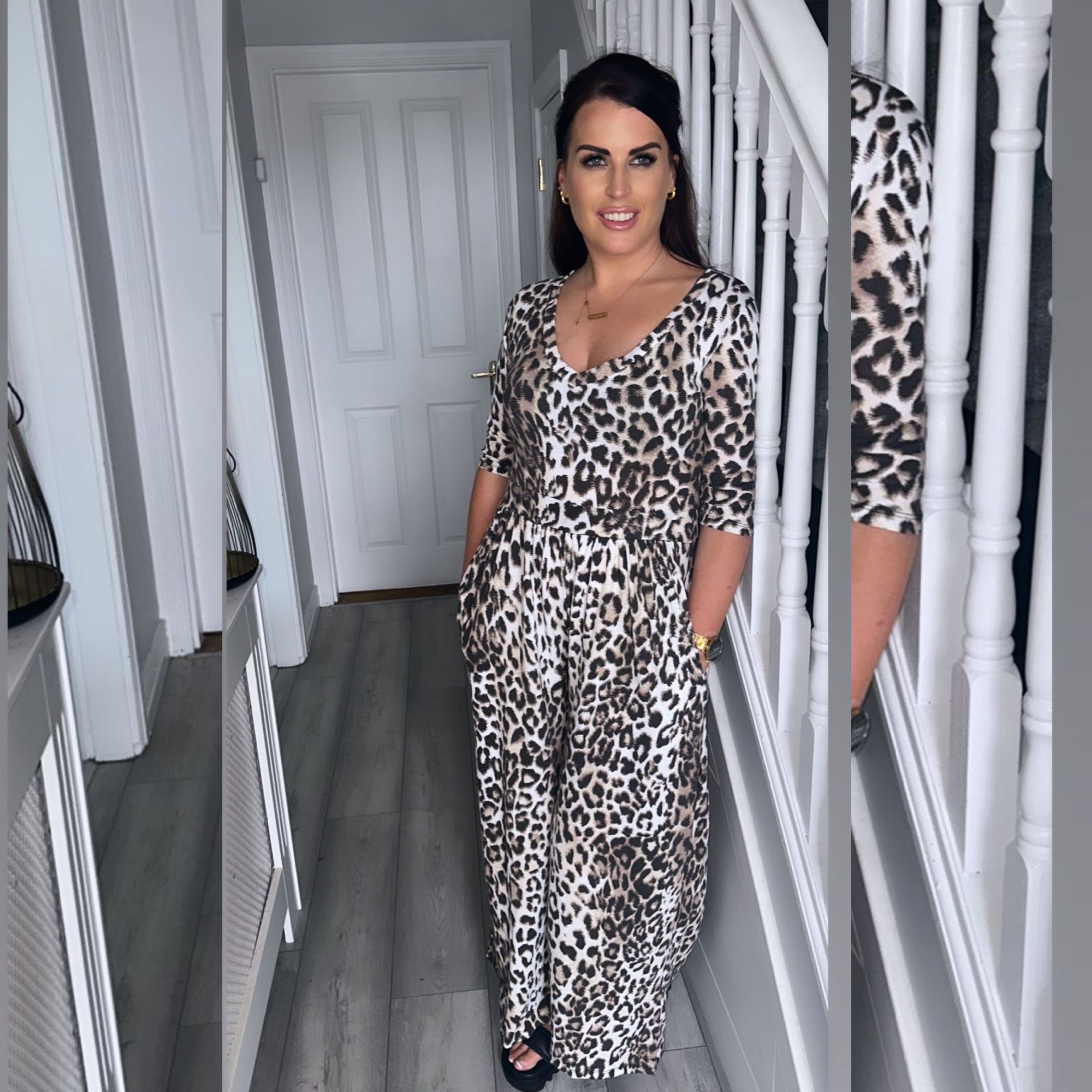 Leopard print best sale long sleeve jumpsuit